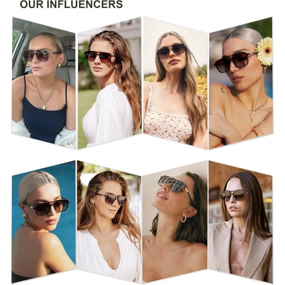 Sojos Women Mens Brown Tortoise Trendy Rectangle Retro Aviator Sunglasses - Picture 3 of 7